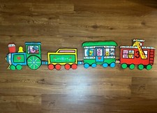 Vintage Spring Mills Zoo Animal Quilted Fabric Train Wall Hanging
