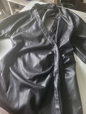 Asos Design Leather Look Black Long Sleeve Dress- US 6