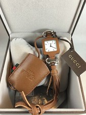 NWT AUTHENTIC GUCCI 1921 COLLECTION PENDANT WATCH STEEL LEATHER W/RECEIPT