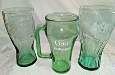 Lot(3) Vintage Coke Glasses-WHATABURGER Cowboy/15 Cent McDonalds/Cracker Barrell