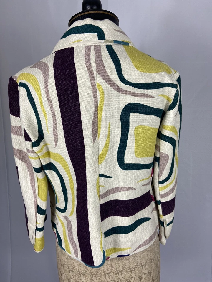 MARNI Size 6 Open Closure Colorful Summer Linen Jacket  - Image 2 of 4
