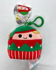 New Squishmallows Bartie Christmas Elf 3.5” Plush Toy Clip Holiday