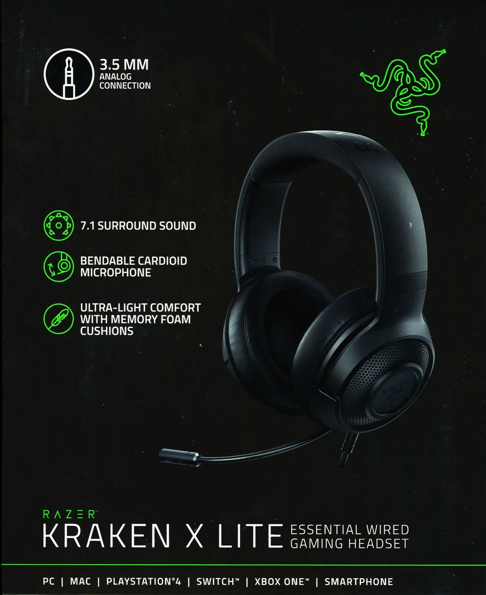 Razer Kraken X Lite 7.1 Surround Sound Ultra Light Wired Gaming Headset  with mic