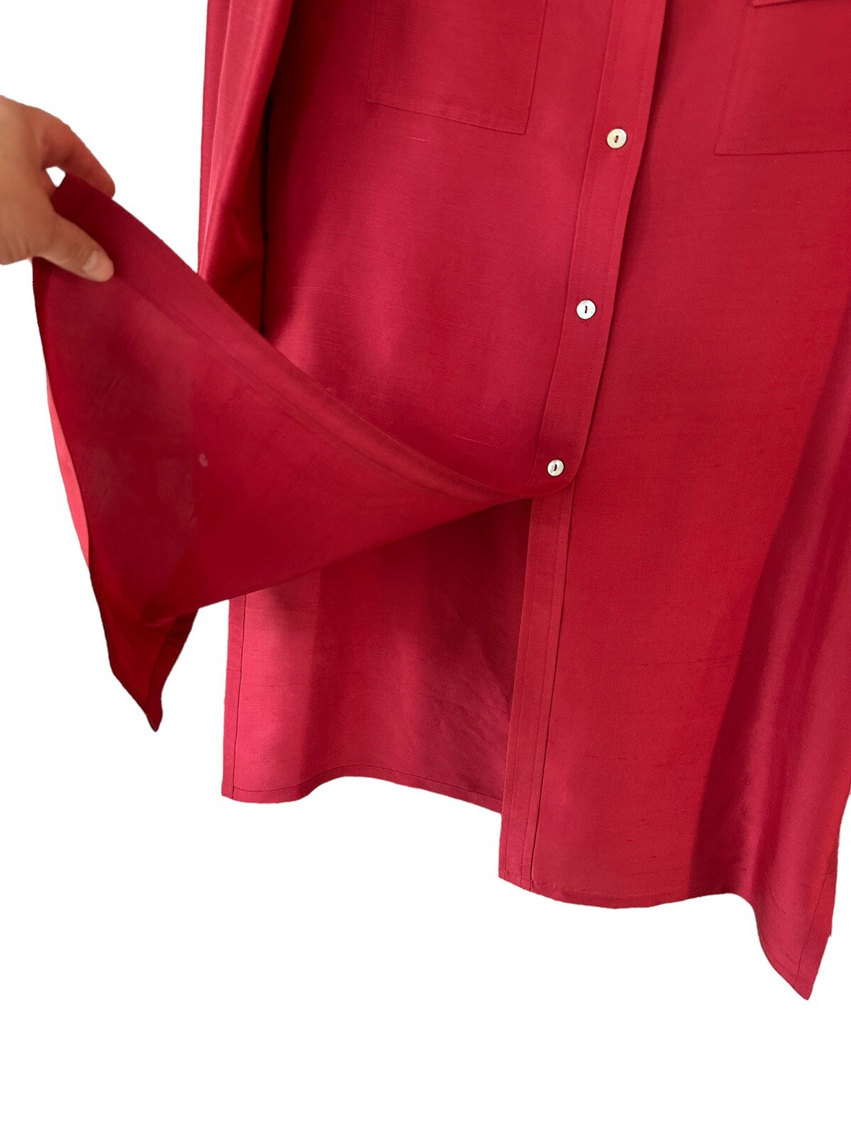 Allison Taylor Silk Button Down Red Burgundy Shir… - image 4