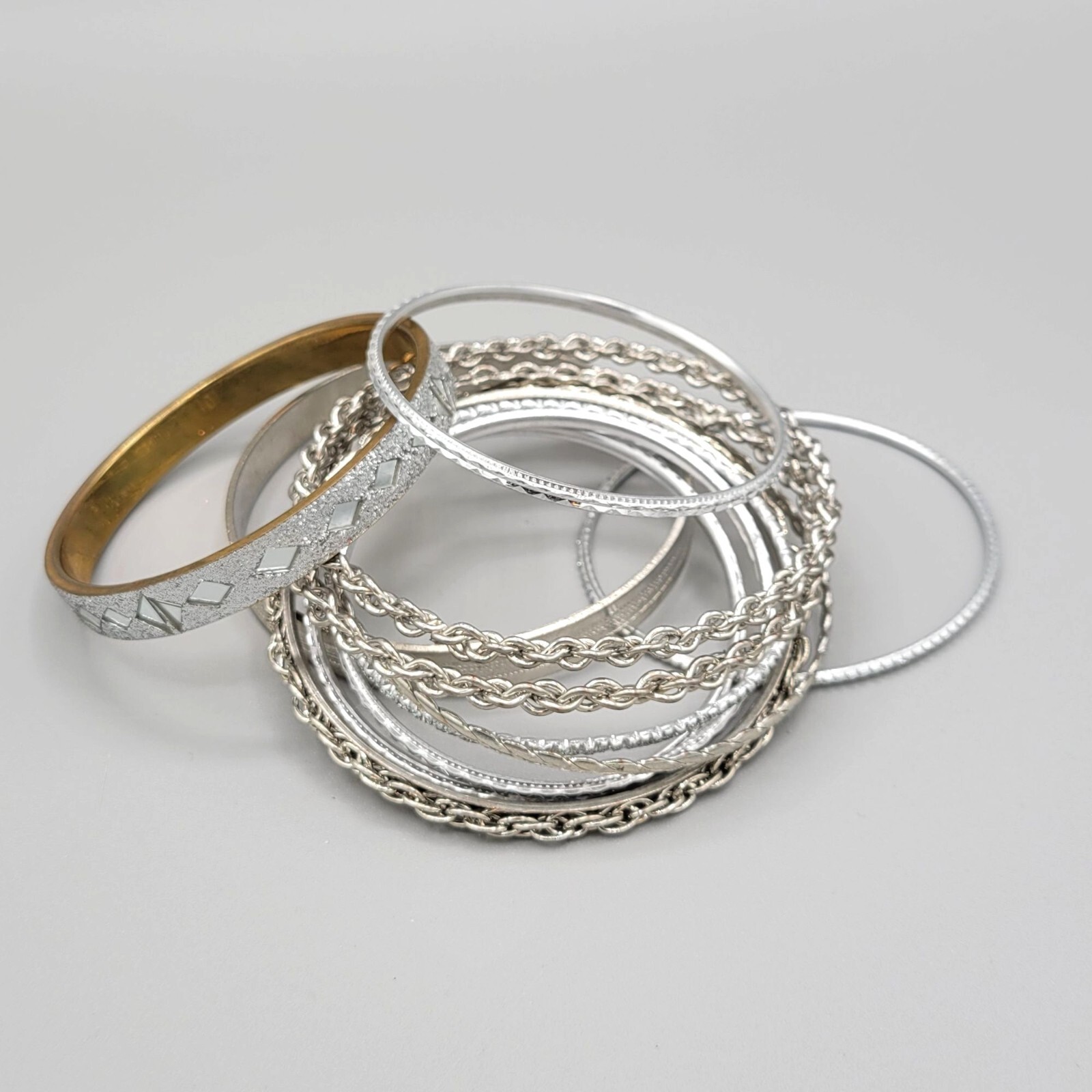 Silver Tone Assorted Bangle Bracelets Set Of 40 W… - image 6