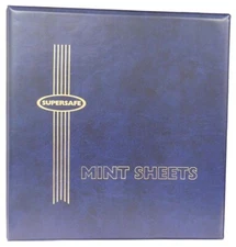 Mint Sheet Stamps Album Supersafe Blue Binder Free 50 Black Pages US Shipping