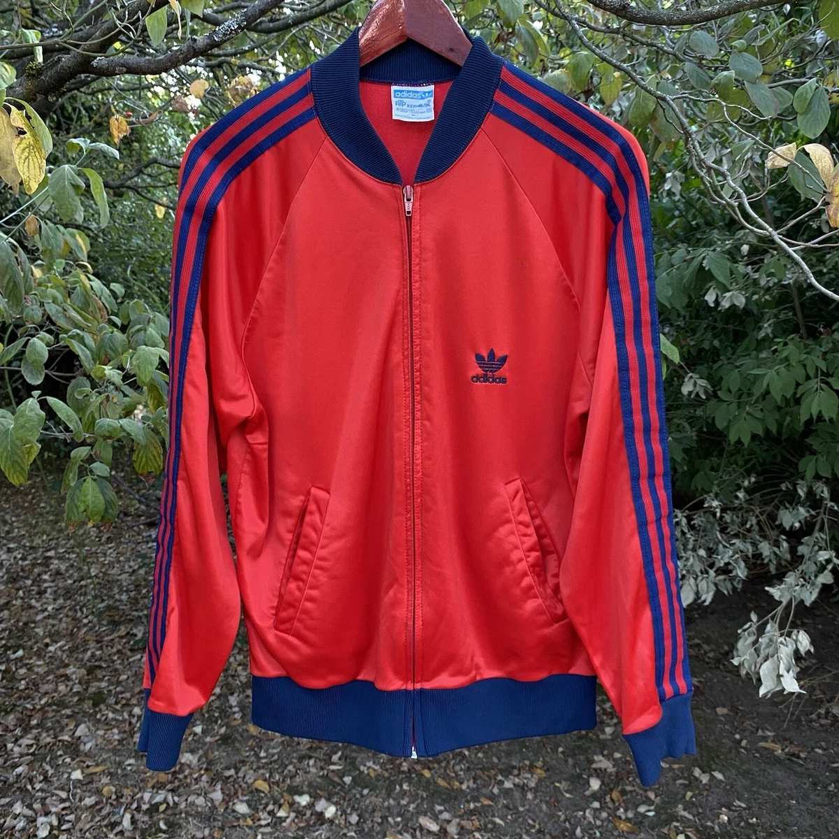 Vintage 80’s Adidas ATP Keyrolan 3-Stripes Red Track Jacket Trefoil Size M  USA