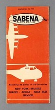 SABENA DECEMBER 1954 AIRLINE TIMETABLE BELGIAN WORLD AIRLINES ROUTE MAP