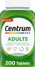 Centrum ADULTS Multivitamin Multimineral Supplement, 200 Tablets Exp: 12/25