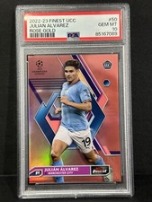 2022-23 Topps Finest UCL Man City RC Julian Alvarez Rose Gold /75 PSA Gem 10