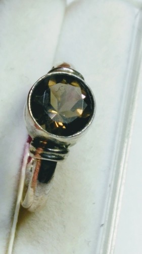 ANELLO CARINO QUARZO FUMÉ NATURALE IN ARGENTO STERLING .925 MISURA 6,5-6,75! - Foto 3 di 11