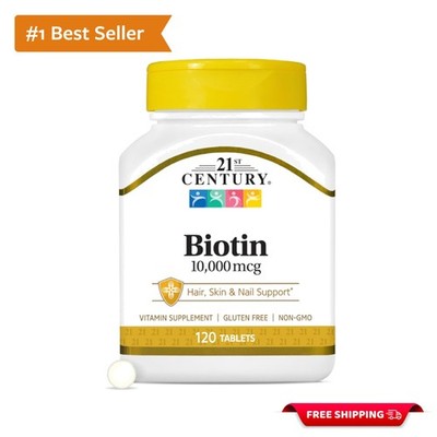 Unflavored Biotin Tablets 10,000 mcg - Essential 120 Count for Skin & Hair