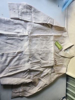 Mojito Collection Men's XL 100% Linen Guayabera Chacabana Style Light BrownShirt