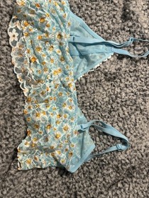 VS Victoria Secret Undergarmet Set Bra Panties Medium M Daisy Blue NWT