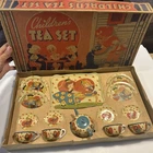 Ohio Art Co Vintage Tin Litho Children's Tea Set in Box Teacup Child