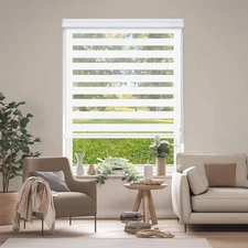 Cordless Zebra Blinds for Indoor Windows, Free-Stop Dual Layer Light Filtering R