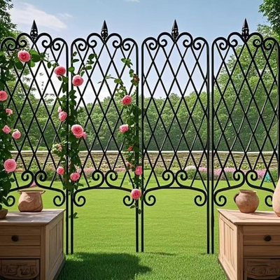 #ad 4 Pack Decorative Garden Trellis for Climbing Plants Metal Fencing Black $119.89