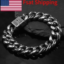 Bold Durable Pure Titanium Cuban Bracelet 14mm 8.3'' Hypoallergenic Men Women