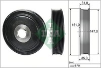 INA 544 0110 10 Riemenscheibe, Kurbelwelle Passend FüR Nissan Renault