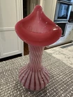 Fenton Glass Jack in the Pulpit Tulip Vase Cranberry Opalescent Rib Optic VTG.
