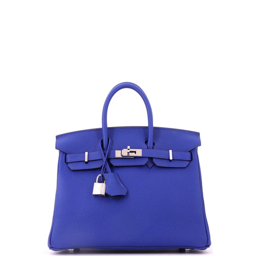 Hermes Birkin Handbag Bleu Royal Togo with Palladium Hardware 25
