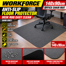 140x90cm Office Chair Mat Anti-Slip Floor Protector Desk Rug Easy Clean – Dark G