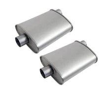HI PERFORMANCE HI FLOW TURBO MUFFLERS ALUMINIZED 3" OFFSET CENTER PAIR