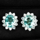 Gorgeous Sea Blue Aquamarine 7.90Ct 925 Sterling Silver Handmade Halo Earrings