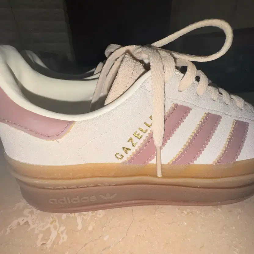 Adidas Gazelle Bold Sneakers, Cream & Pink, Size 220 thumbnail 4