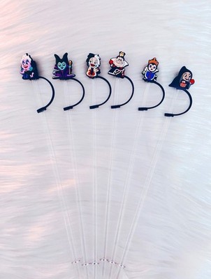 Disney Villains Straw Toppers For Straws (Ursula, Maleficent, Cruella, etc)