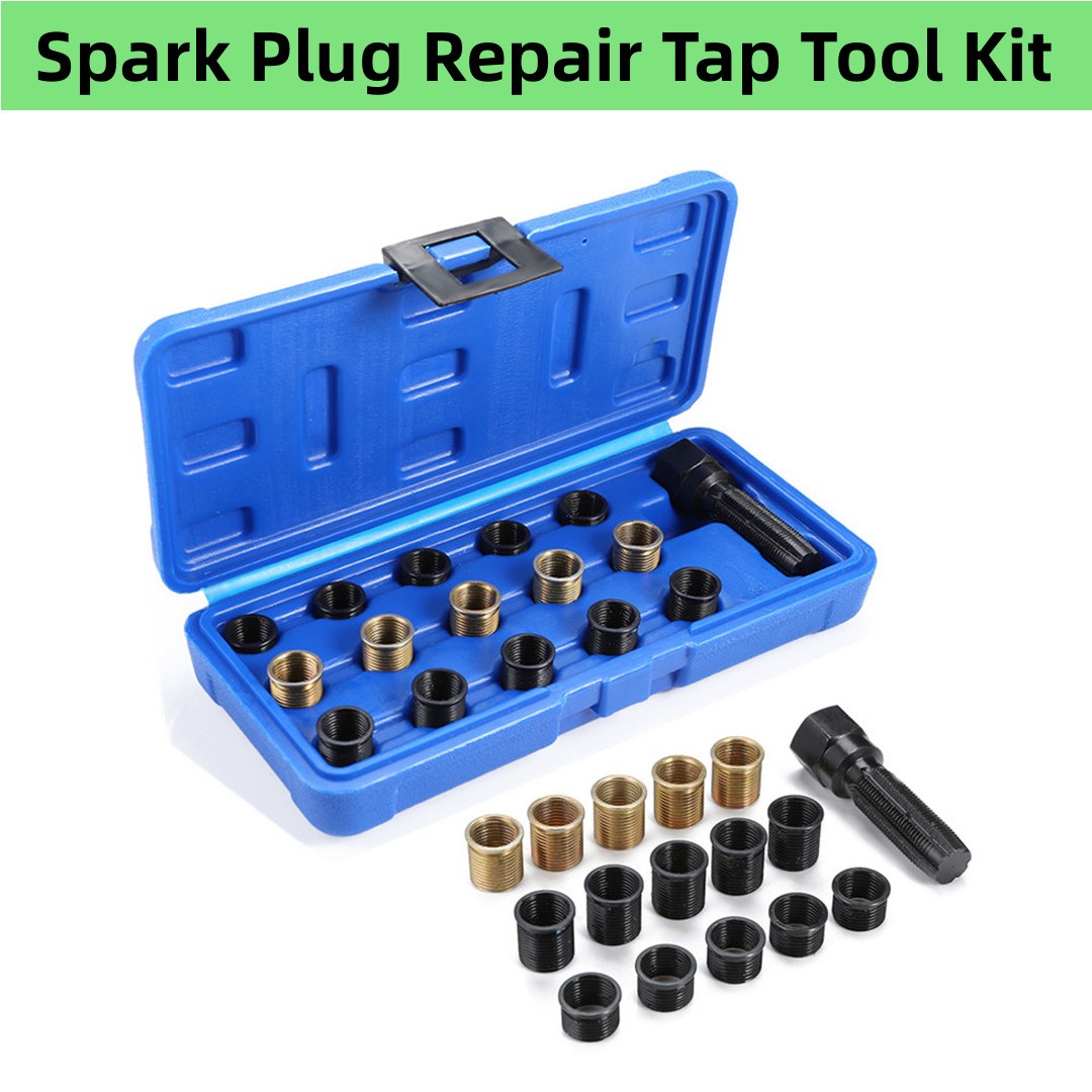 16PCS Thread Reamer Insert Kit Spark Plug Re-thread Repair Tap Tool M14 x 1.25mm
