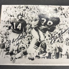Y.A. Tittle Hugh McElhenny Dual Signed Vintage Football Photo HOF