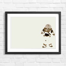 Minimalist Astronaut Character Art Sepia Framed Wall Art Print Large Picture