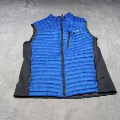 Eddie Bauer Down Vest Mens Medium Blue MicroTherm Packable Insulated Warm Puffer