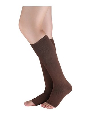 uxcell Unisex Toeless Compression Socks Knee High Breathable Medium, Brown 