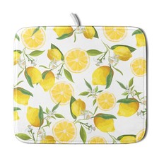 Lemon Kitchen Dish Drying Mat 16x18 Inch Microfiber Absorbent Reusable Pad