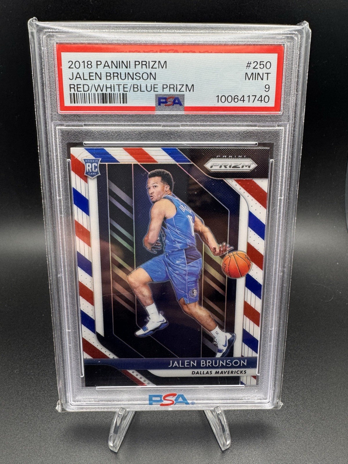 2018 Panini Prizm Jalen Brunson Red/White/Blue Prizm Rookie PSA 9 New York Knick