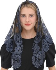 Blue Chaple Veil Traditional Mass Church Mantilla Catholic Mass Christian Pra...