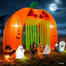 12FT Halloween Inflatables Archway Pumpkin Haunted House Giant Pumpkin Arch In
