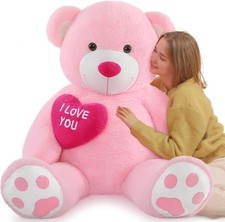 Giant Teddy Bear Stuffed Animal 52" - Big Teddy Bear with Heart - Large I Love Y