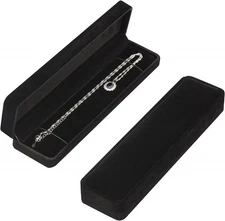 LETURE 2 Pieces Long Velvet Jewelry Chain Necklace Gift Box Set, Black 