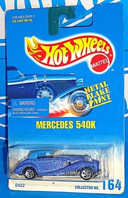 Hot Wheels Mid 1990s Mainline #164 Mercedes 540K Mtflk Blue w/ 5SPs Red Flakes