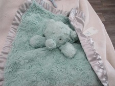 Cloud Island Security Blanket Mint Satin Back Elephant Lovey toy 14" x 14" gray