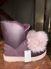 UGG Isley Waterproof Black Leather Fur Pom Pom Boots Womens Size 9.5-NIB-  — photo 3