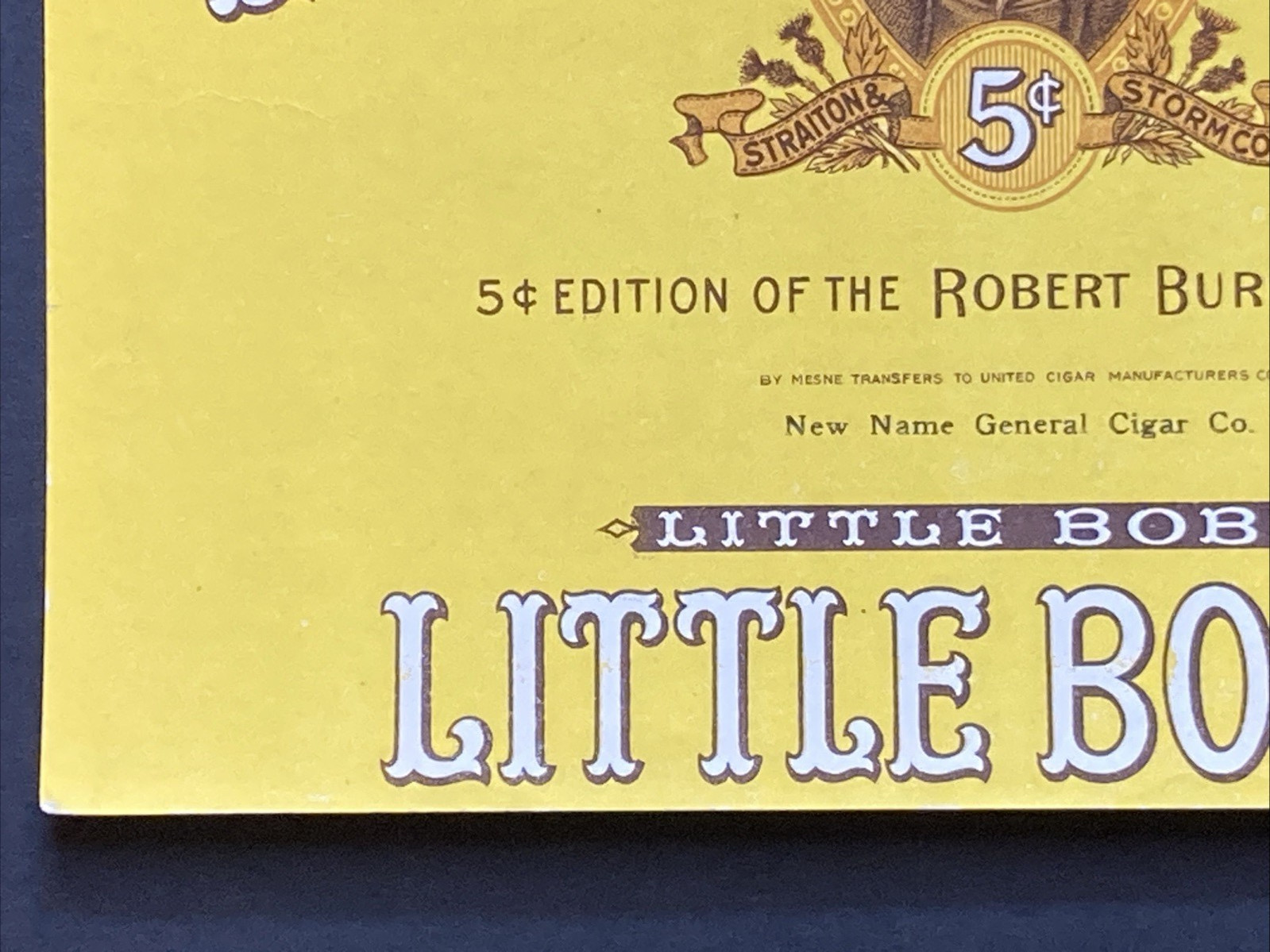 Little Bobbie Robert Burns General Cigar Co Original Cigar box label