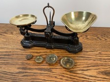 ANTIQUE 19TH C CAST IRON WITH BRASS SCOOP  AVERY SHOP KITCHEN SCALES & WEIGHTS