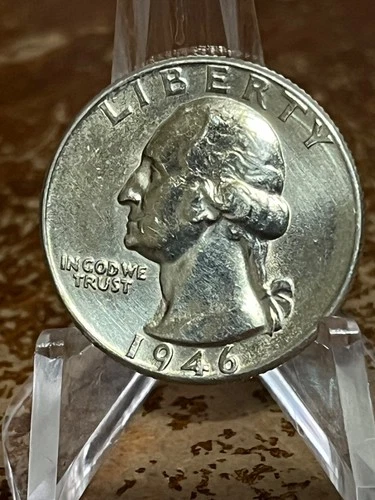 1946 WASHINGTON 90% silver quarter dollar. AU/ BU. # PJ246