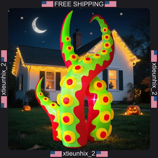 Inflatable Octopus Tentacle Halloween Decor 8ft Outdoor Green  Red LED