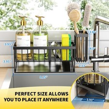 Sink Caddy Sponge Holder for Kitchen with Brush Holder and — image 4