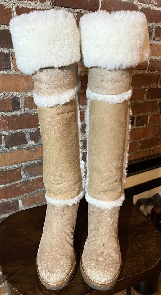 Botas Diane von Furstenberg Tamara piel de oveja OTK por encima de la rodilla LUJO 6.5 Foto 3 de 4